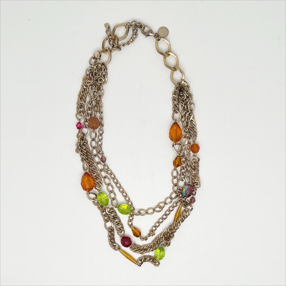 Sarah Coventry Gold Tone Multi Strand Colorful Beaded Necklace